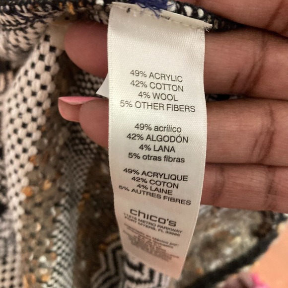 NWT Chicos Cardigan‎ Womens Sz 1 US M Ivory Brown Wool Texture Sweater Jacket - Picture 6 of 9